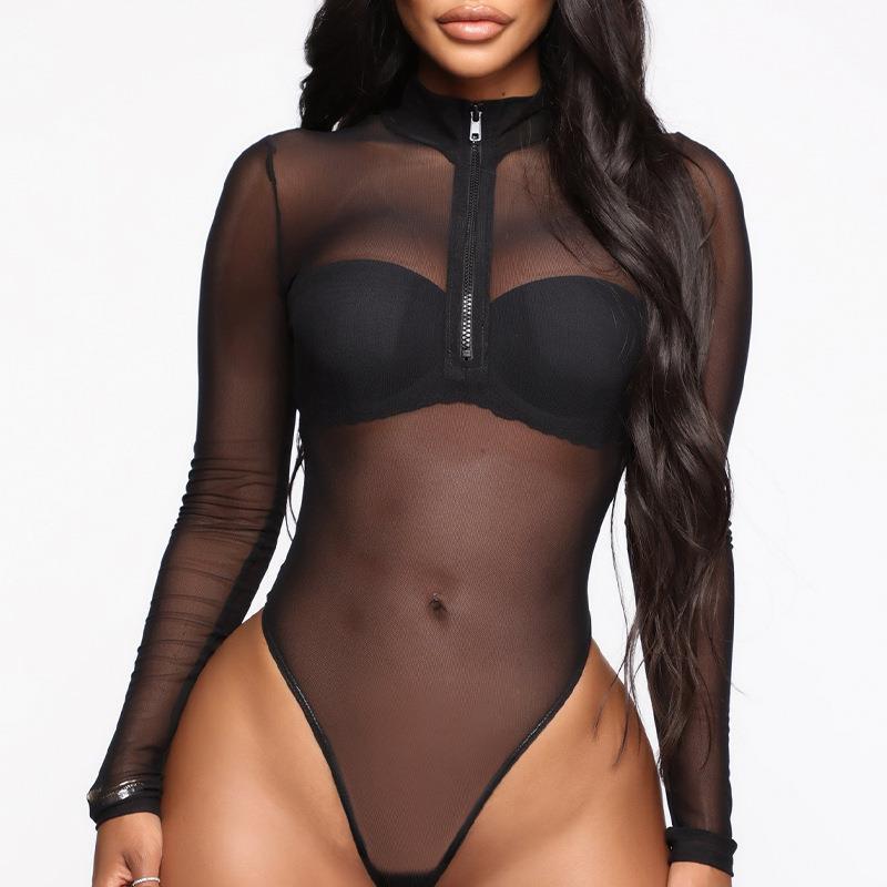 Combinaison femme transparente Manches longues