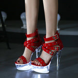 Sandales romaines femme Rivets lumineux & fermeture zip